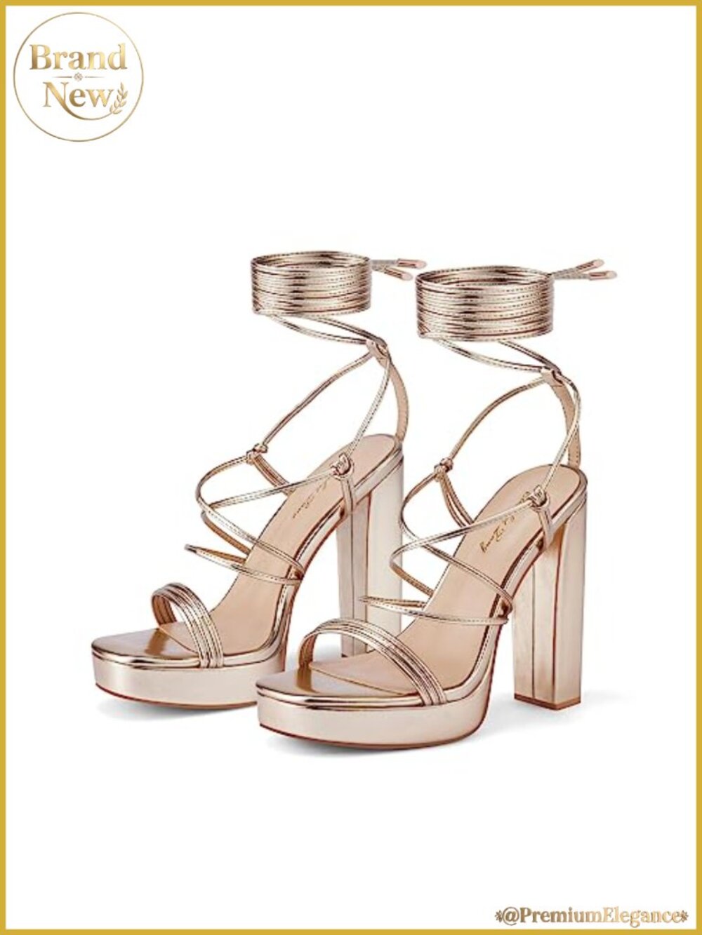Women's Strappy Chunky Heeled Sandals Lace Up Platform Heels